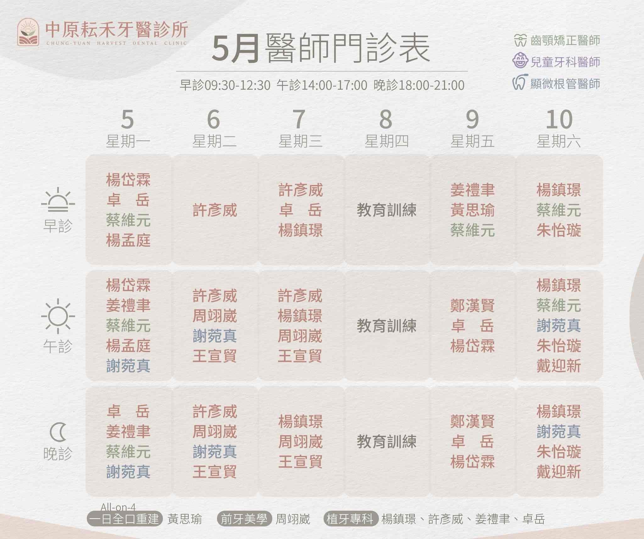 中原耘禾_5月門診表w2