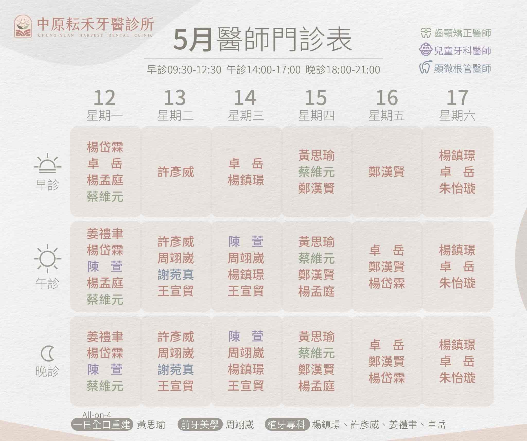 中原耘禾_5月門診表w3